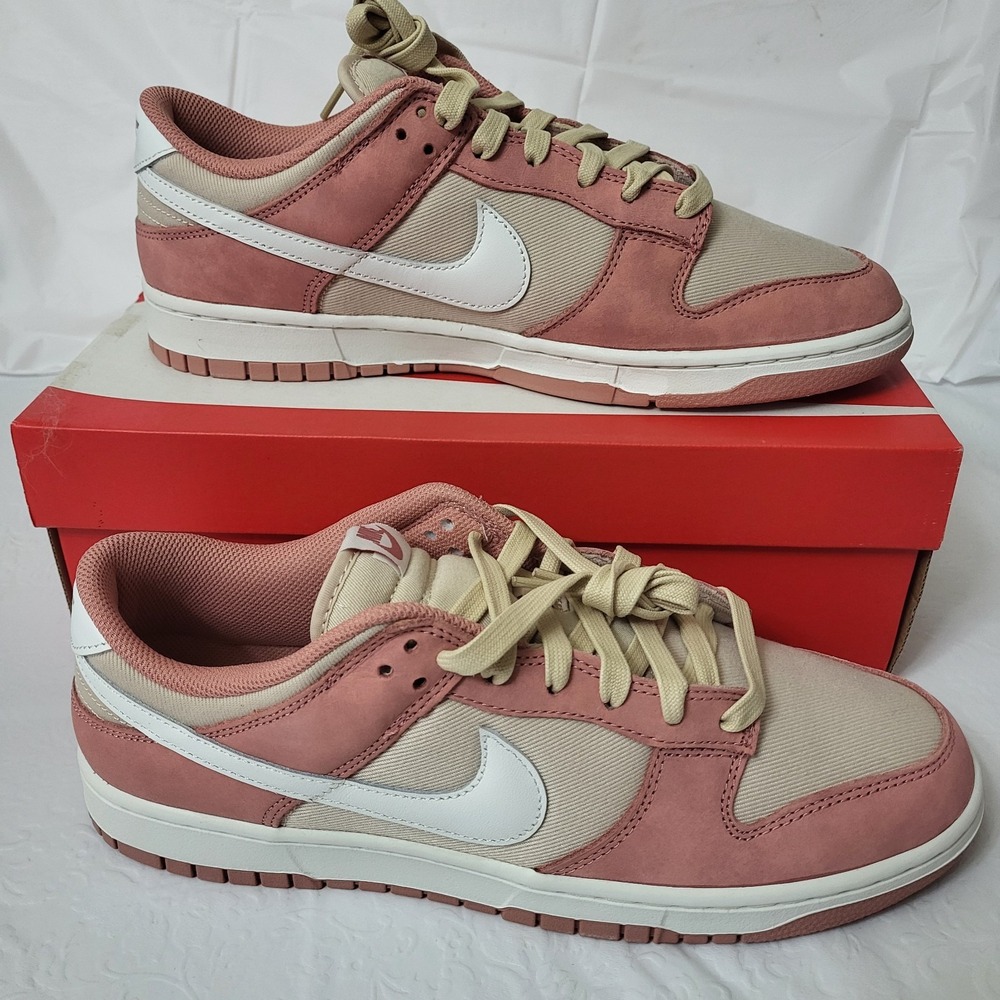 Nike Dunk Low PRM Premium Red Stardust FB8895-601 Mens Sz 12 Dusty Rose/Sandrift - Picture 3 of 10